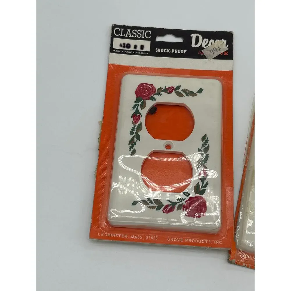 Vintage Grove Classic Decor Floral Switch Outlet Cover Plates Lot (2) NOS Rose